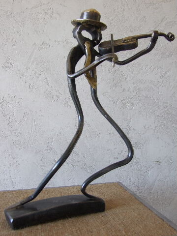 Sculpture intitulée "violoniste" par Philippe Fautrez, Œuvre d'art originale