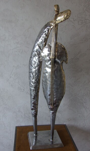 Sculpture intitulée "la-corde-au-cou." par Philippe Fautrez, Œuvre d'art originale, Métaux