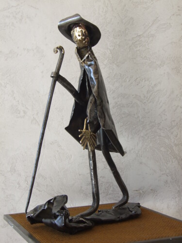 Sculpture titled "Un jour un chemin." by Philippe Fautrez, Original Artwork, Metals
