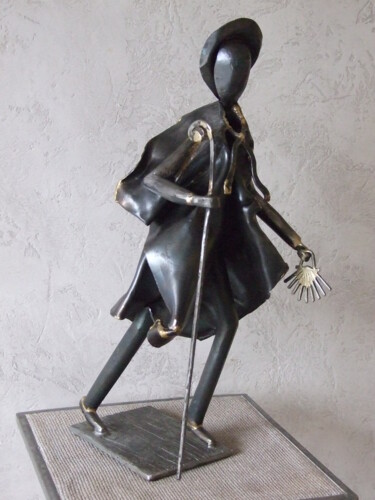 Sculpture titled "Le Pélerin" by Philippe Fautrez, Original Artwork, Metals