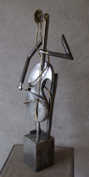 Скульптура под названием "Le violoncelliste" - Philippe Fautrez, Подлинное произведение искусства, Металлы