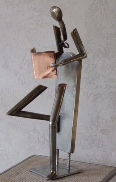 Sculpture intitulée "Dos au mur" par Philippe Fautrez, Œuvre d'art originale