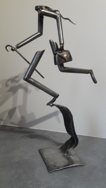 Sculpture titled "le-passant-charette." by Philippe Fautrez, Original Artwork
