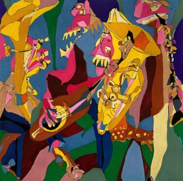 Painting titled "Les musiciens" by Philippe Fritsch, Original Artwork, Gouache