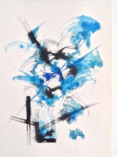 Peinture intitulée "Pantin bleu" par Gaury, Œuvre d'art originale, Aquarelle