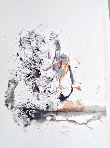 Peinture intitulée "Sit Ghost" par Gaury, Œuvre d'art originale, Aquarelle