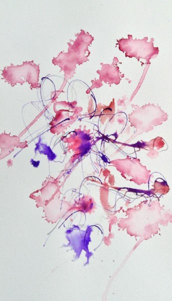 Painting titled "Coquelicots" by Gaury, Original Artwork, Watercolor