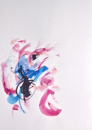 Peinture intitulée "Abstraction rose" par Gaury, Œuvre d'art originale, Aquarelle