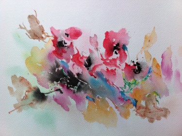 Painting titled "Poppies" by Gaury, Original Artwork, Watercolor