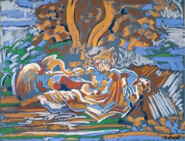 Disegno intitolato "léda et le cygne" da Philippe Guénot, Opera d'arte originale, Pastello Montato su Cartone