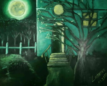 Peinture intitulée "Vert lunaire" par Philippe Gutieres, Œuvre d'art originale, Huile