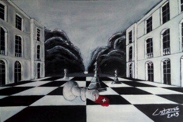 Painting titled "La mort du roi" by Philippe Gutieres, Original Artwork, Oil