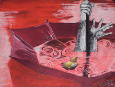 Drawing titled "Mare de lamentations" by Philippe Gutieres, Original Artwork, Pastel