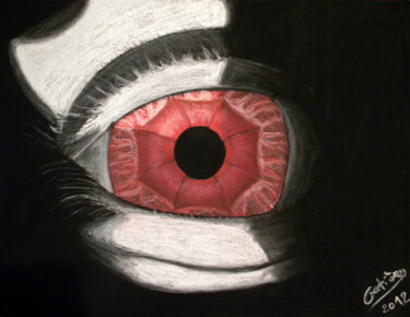 Dessin intitulée "L'oeil du prisonnier" par Philippe Gutieres, Œuvre d'art originale, Pastel