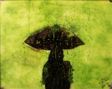 Painting titled "Pluie acide" by Philippe Gutieres, Original Artwork, Watercolor