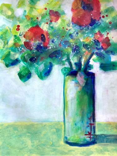 Картина под названием "Bouquet rouge pepsi" - Philippe Henriques, Подлинное произведение искусства, Акрил Установлен на Дере…