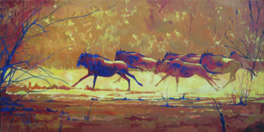 Peinture intitulée "Running away" par Philippe H Ragot, Œuvre d'art originale, Huile
