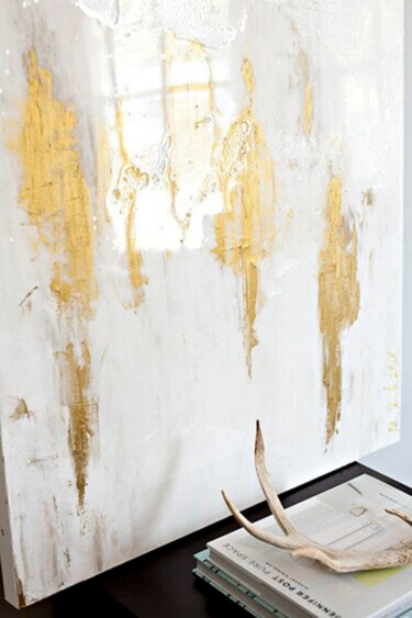 Peinture intitulée "white and gold" par Philippe Heurtaux (TAMATA), Œuvre d'art originale, Acrylique Monté sur Châssis en bo…