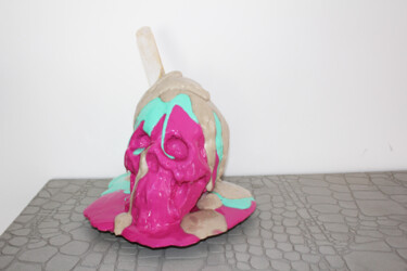 Sculpture titled "SKULL ICE CREAM" by Philippe Heurtaux (TAMATA), Original Artwork, Plaster