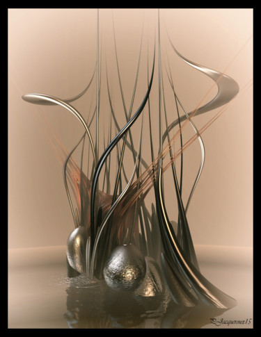 Arts numériques intitulée "Metal spire on choc…" par Philippe Jacqueroux, Œuvre d'art originale, Travail numérique 2D