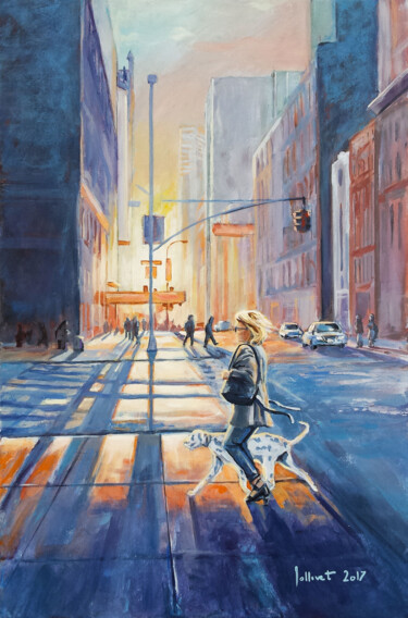 Painting titled "Dalmatien à New-York" by Philippe Jollivet, Original Artwork, Acrylic Mounted on Other rigid panel