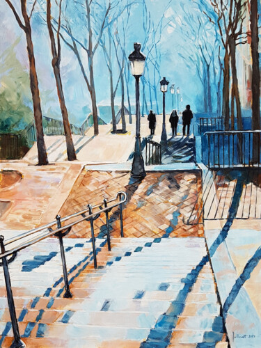 Malerei mit dem Titel "Rythmes à Montmartre" von Philippe Jollivet, Original-Kunstwerk, Acryl