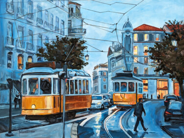 Pintura titulada "Lisbonne entre chie…" por Philippe Jollivet, Obra de arte original, Acrílico