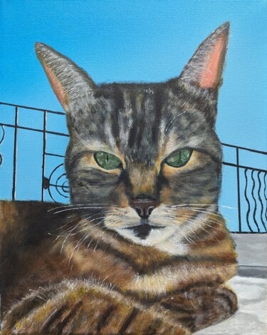 Painting titled "Chat" by Philippe Klak, Original Artwork, Acrylic
