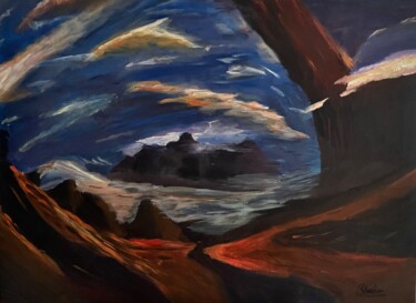 Pintura titulada "Les montagnes brume…" por Philippe Kocher, Obra de arte original, Acrílico Montado en Bastidor de camilla…