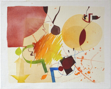 Картина под названием "Composition #4" - Philippe Laborde, Подлинное произведение искусства, Акварель