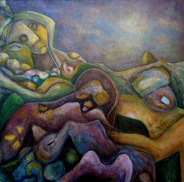 Painting titled "les endormis" by Philippe Langaud, Original Artwork, Acrylic