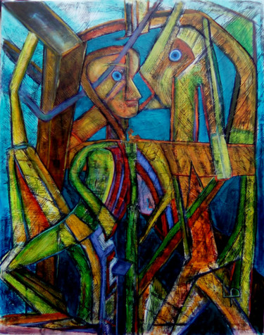 Malerei mit dem Titel "rencontre brouillée" von Philippe Langaud, Original-Kunstwerk, Acryl