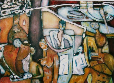 Malerei mit dem Titel "crise existencielle" von Philippe Langaud, Original-Kunstwerk, Acryl