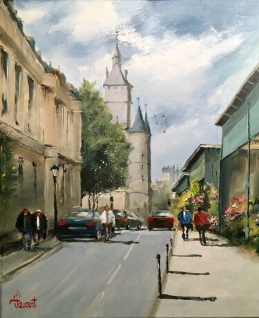 Painting titled "Paris quai des fleu…" by Philippe Laurent, Original Artwork, Acrylic