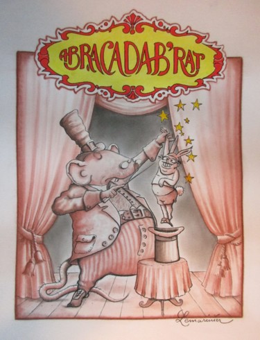 Dessin intitulée "Abracadab'rat" par Philippe Lemarinier, Œuvre d'art originale, Encre