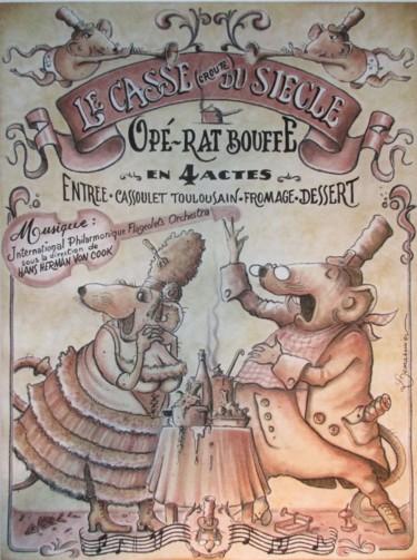 Zeichnungen mit dem Titel "Hommage à Offenbach" von Philippe Lemarinier, Original-Kunstwerk, Pastell