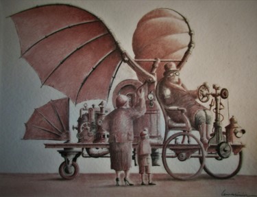 图画 标题为“Vol d'essai” 由Philippe Lemarinier, 原创艺术品, 粉彩