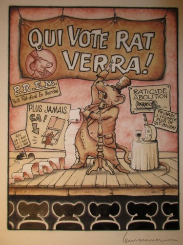 Disegno intitolato "La campagne élector…" da Philippe Lemarinier, Opera d'arte originale, Pastello