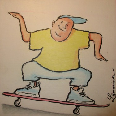 Disegno intitolato "Skate !" da Philippe Lemarinier, Opera d'arte originale, Inchiostro