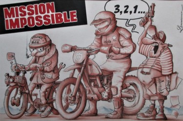 Drawing titled "Mission impossible" by Philippe Lemarinier, Original Artwork, Pastel
