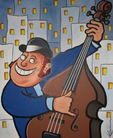 Painting titled "Un blues-man à New…" by Philippe Lemarinier, Original Artwork, Acrylic