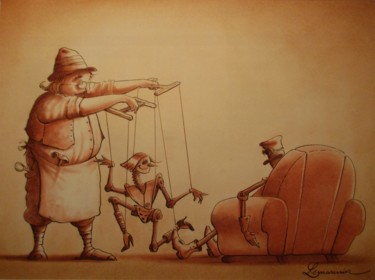 Dessin intitulée "Pinocchiote" par Philippe Lemarinier, Œuvre d'art originale, Encre