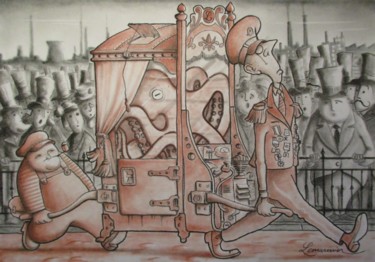 Disegno intitolato "Poulpe fiction" da Philippe Lemarinier, Opera d'arte originale, Pastello