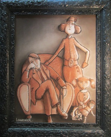 Dibujo titulada "La famille Boutentr…" por Philippe Lemarinier, Obra de arte original, Lápiz