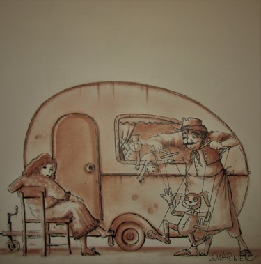 Zeichnungen mit dem Titel "Les gitans" von Philippe Lemarinier, Original-Kunstwerk, Bleistift