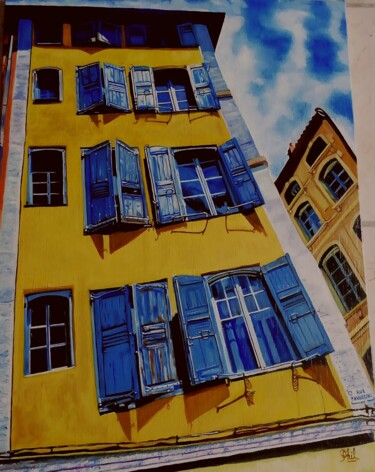 Painting titled "Façades" by Philippe Lemesle, Original Artwork, Oil