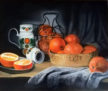 Painting titled ""Les oranges"" by Philippe Lemesle, Original Artwork, Oil