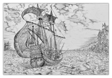 Desenho intitulada "évocation" por Philippe Llech, Obras de arte originais, Tinta