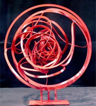 Sculpture intitulée "EVOLUTION ROUGE" par Lonzi, Œuvre d'art originale, Métaux