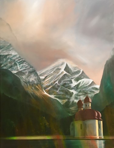 Картина под названием "Through the Alps" - Philippe Manson, Подлинное произведение искусства, Масло Установлен на Деревянная…